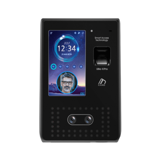 Virdi UBio-X Pro Lite front view showing 5 inch color touchscreen and dual camera system